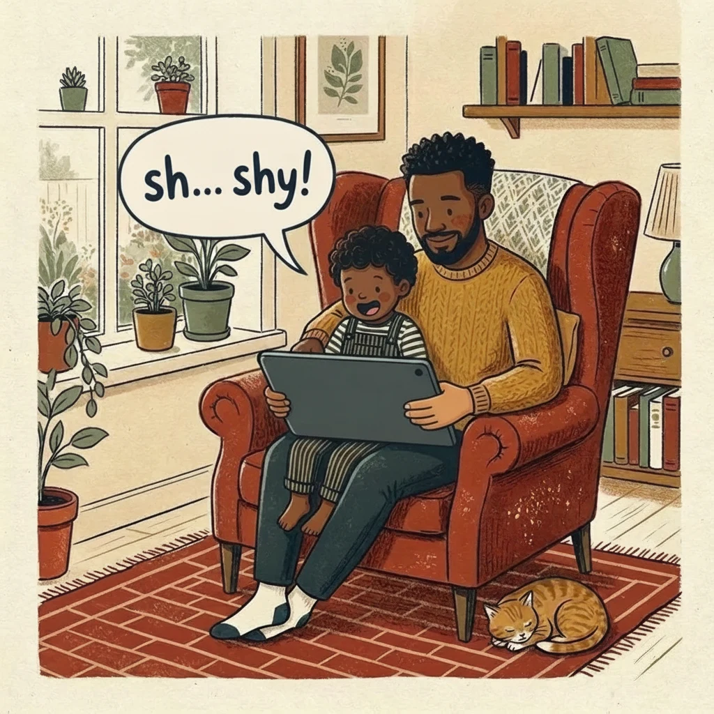 A father reading with his son.